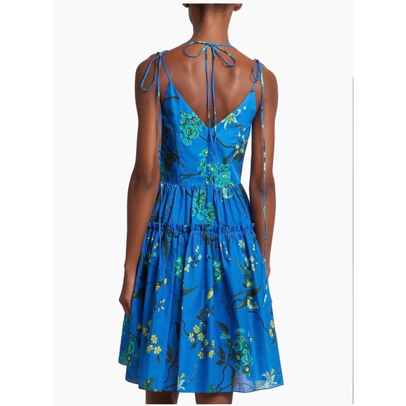 Erdem Cotton-Linen Floral Strappy Mini Dress – Blue – Size US 6 – NWT - Picture 2 of 6